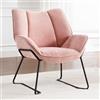 Ya-Home Poltrona Imbottita Sedia da Salotto Moderno con Gambe in Metallo Poltroncine Salotti in Tessuto Poltroncina con Braccioli per Camera da Letto/Soggiorno, Rosa