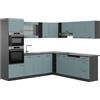 Vicco Cucina angolare completa R-Line, Grigio-blu, 247 x 60 cm, PL Antracite, per una pianificazione cucina flessibile e un'estensione modulare