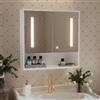 Msutree Armadietto Specchio da Bagno, Mobile a Parete con Ripiani Regolabili e Specchio HD, Armadio Contenitore Moderno Salvaspazio per Bagno (60x60cm Con LED)