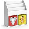 Vicco Libreria bambini Luigi, Bianco, 72 x 79 cm con 2 scatole pieghevoli opt.2, combinabile per riporre libri e giocattoli