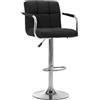 vidaXL Sgabello da Bar Elegante Imbottito con Braccioli Sedia Alta Salotto Angolo Cucina Telaio in Acciaio Cromato Nero in Tessuto