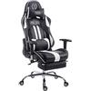 CLP Sedia Gaming Limit XL | Sedia Racing Similpelle I Portata Max 150Kg, Colore:Nero/Bianco, Poggiapiedi:con poggiapiedi