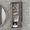 TUPAFJU Mobiletto da cucina a 3 ripiani con ante in vetro, mobiletto da parete stretto per bagno, mobiletto per medicinali, organizer per trucchi, per soggiorno(Black,Left-opening single door)