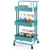 GYMAX Carrello Portaoggetti con Ruote, 3 Cassetti, Carrellino Organizzatore Salvaspazio, per Uffici, Parrucchieri, Studio, Soggiorno, 42x35x87cm (Verde)