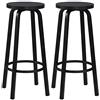 WOLTU Sgabelli da Bar Set di 2, Sgabello Alti 72cm con Poggiapiedi Seduta Tonda Alta Sedia per Cucina Ristorante in Acciaio e Legno Nero