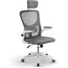 Juskys sedia da ufficio Baltimore - Design ergonomico, traspirante, regolabile in altezza, stile moderno, materiali di alta qualità - grigio e bianco