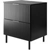 3E 3xE living.com Mobile lavabo, Nero, 60 x 77 x 46 cm, maniglia argento, gambe nere + Piano
