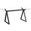 Brigros WeHome - Tavolo da Pranzo Rettangolare con Top in Vetro Temperato, Gambe in Ferro, 150x90x75 cm, Nero