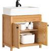 SoBuy Mobile sottolavabo con 2 ante Mobile bagno Mobiletto per lavandino (senza lavandino) Colore di naturale 60x35x60cm BZR98-N