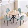 GrandCA HOME Set Tavolo e Sedie da Pranzo, Tavolo da Pranzo Rotondo da 100 CM e 4 Sedie Moderne in Lino, per Sala da Pranzo, Cucina, Soggiorno (Chiaro + Menta)