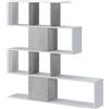 Bricozone Libreria Moderna Asimmetrica Bifacciale Con Vani Aperti E Chiusi Struttura Autoportante Design Geometrico Ideale Come Divisorio Per Soggiorno Studio O Open Space (Grigio Cemento e Bianco)