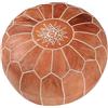 moroccan poufs Pouf rotondo marrone - copertura per poggiapiedi in vera pelle, fatta a mano, 53,3 x 53,3 x 35,6 cm, marrone chiaro