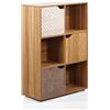 Brigros - Mobile Cubo in Legno Melaminico con 6 Vani e 3 Ante, Libreria a Cubi Chiusa da Terra Salvaspazio 59,6x29x90,5 cm, per Cameretta o Soggiorno (Legno e Fantasia)
