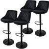 ML DESIGN modern living ML-Design Set di 4 Sgabelli da Bar Rivestimento in Velluto Nero Sgabello da Bancone Regolabile in Altezza 62-82 cm Girevole a 360° Sedie Alte Sedia da Bistrot con Schienale e Poggiapiedi