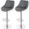 RELOVE 2 Sgabello da Bar Moderno Girevole Sedia Cucina Alta con Schienale Quadrato Poggiapiedi Senza Braccioli Altezza Regolabile in Similpelle 2Pezzo-PU-(grigio+bianco)