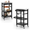 KOMFOTTEU Carrello Cucina con Ruote e Piano di Lavoro in Acciaio Inox, Carrello Portafrutta e Portavivande con Cassetto e Cestello Metallico, Carrellino Portaoggetti per Sala da Pranzo (Nero)