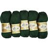 Alize Lana Diva Batik, 5 gomitoli da 100 g, 500 grammi in totale, tinta unita, in microfibra acrilica mercerizzata (verde olive 131)