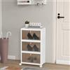 GYMAX Scatole Impilabili con Ante, Contenitori di Plastica Pieghevoli, Scarpiera Modulare con 4 Ruote per Scarpe, Vestiti, Giocattoli, Asciugamani (S)