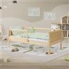 ML DESIGN modern living ML-Design Letto per Bambini e Bambine 70x140 cm Naturale Lettino Singolo in Legno Massiccio con Rete a Doghe e Protezione Anticaduta Letto per Giovani in Legno di Pino