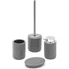Inbagno Set Bagno Accessori Completo - 4 Pezzi, Kit Accessori appoggio Ceramica, Include Dispenser, portaspazzolini, portasapone e scopino WC, Linea Cristal