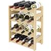 LENMAR, Portabottiglie di Vino, Cantinetta in Legno, naturale, RW-1-16, 54x43x25 4 lettini per 16 bottiglie di vino, portabottiglie in legno naturale, scaffale per vini, porta bottiglie di vino