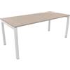 FBasic Scrivania Operativa Ufficio - Struttura metallo BIANCO e Piano legno ROVERE - 180x80x74