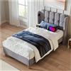 Wyibwy Letto imbottito 90 x 200 cm, letto singolo con funzione di ricarica USB tipo C, struttura letto con rete a doghe, letto bambini, Letto da ragazza, velluto, grigio