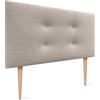 DHOME Testiera in Similpelle o Tessuto AQUALINE Pro con 2 file di bottoni e gambe Testiera imbottita Letto di Lusso (Tessuto Beige, 95x105cm (Letti 80/90))