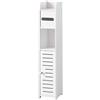 SGerste Armadietto da pavimento, autoportante in PVC bianco con ripiano, organizer per fazzoletti da bagno, colonna con porta rotolo di carta igienica, armadio autoportante