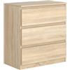 meble masztalerz Cassettiera Camera da Letto con 3 Cassetti - Credenza Soggiorno - Moderna Comò - Cassettiera Alta - Mobiletto con Cassetti - Rovere Sonoma Opaco 70 x 39 x 78,5 cm