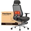 FLEXISPOT Sedia da Ufficio Ergonomica con Massaggio e Riscaldamento Lombare, Supporto Lombare Regolabile, Poggiapiedi Integrato, Schienale Reclinabile 90-135°, Braccioli 3D