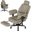 Submi Sedia Ufficio Ergonomica 200KG, Sedia Gaming a Seduta Ampia per Pesanti, Big & Tall Poltrona Ufficio Direzionale Reclinabile con Schienale Alto, Braccioli Sollevabili, Poggiagambe, Cachi