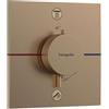 hansgrohe ShowerSelect Comfort E - Miscelatore termostatico incasso, Rubinetto termostatico con blocco di sicurezza (SafetyStop) a 40° C, Termostato quadrato, 2 utenze, bronzo spazzolato