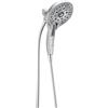 Delta In2ition - Soffione doccia a 5 getti 2 in 1 con tubo flessibile, soffione doccia portatile H2Okinetic con aggancio magnetico, soffione doccia cromato, 58620-25-PK, flusso d'acqua 2,5 GPM