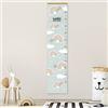 Stellasticker - Metro per misurare la crescita dei bimbi personalizzato - con nome e data di nascita - decorazione per cameretta - facile da appendere - design carino e colorato 129x28 cm (Arcobaleno)