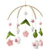 Herfair Scacciapensieri mobili con palline di feltro, fiori freschi e api, per cameretta dei bambini, per lettino e fasciatoio (rosa)
