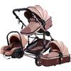 Magic ZC Passeggino Trio, Passeggino 3 in 1 con Spinta Reversibile a Due Vie, Trio Passeggini Neonati con Accessori, Carrozzina per Neonati con Design Portatile Pieghevole Un Clic (739 Beige)