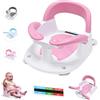 babove Seggiolino da bagno per bambini dai 6 mesi in su con termometro adesivo, pulsante one-touch per una facile apertura del bracciolo, sedia da bagno per bambini (rosa)