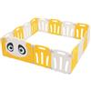 Joyz Box Bambini 160x160 cm Pieghevole Design Panda Bianco/Giallo Cancelletto con Porta e Orologio Didattico Recinto in Plastica per Interni/Esterni Cancelletto per l'Esplorazione dei Neonati