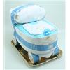 BABYCONFORT Torta di Pannolini Carrozzina Azzurra con 48 pannolini 3/6 kg, parure lenzuolini da carrozzina, bavaglia e prodotti di cosmesi di qualità. Made in Italy