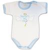 Zigozago - Body Neonato Manica Corta in Cotone con Ricamo Mandato dal Cielo e piccole Ali Applicate | Fatto a Mano in Italia | Personalizzabile con nome |Taglia 3-6 mesi (62-68 cm), Colore Azzurro
