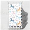 Odot Lenzuolo con angoli Lenzuola Carrozzina Neonato, Stampa di Unicorno Bambino Cotone Coprimaterasso, Lenzuola per Culla Babybay (100x135 cm,Bianco)
