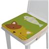 Chickwin Cuscino Rialzo Sedia per Bambini, Cartone Animato Stampa Cuscino Alzasedia con Cinghie Regolabile Lavabile Smontabile Cuscino Seduta per Sedia da Pranzo (gatto,40x40x5cm)