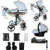 Junama Passeggino Diamond Heart 2in1 3in1 4in1 (08 - blu e argento, 4in1 con base ISOFIX)