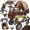 KESSER® Carrozzina 3in1 Loops, Carrozzina Combinata con navicella, Seggiolino sportivo, Seggiolino auto, Borsa Fasciatoio, Parapioggia, Tavolino per Bambini, Marrone/Champagne