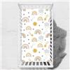 Odot Lenzuolo con angoli Lenzuola Carrozzina Neonato, Stampa di Arcobaleno Bambino Cotone Coprimaterasso, Lenzuola per Culla Babybay (Sole,100x135 cm)