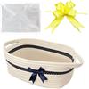 Hiseng Cestini Portaoggetti Intrecciato in Corda di Cotone con Manici, Cesti Regalo Vuoto con Sacchetti Regalo e Fiocchi, Cestini Regali per Natale, Matrimoni, Compleanni, Pasqua (Beige Blu)