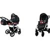 BabyLux Passeggino Largo 2in1 Deep e Passeggino con Accessori Regolabile e Pieghevole Struttura in Alluminio Leggero 2 Opzioni di Montaggio Ruote Impenetrabili Black Moro Silver Frame