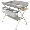 Belfoyer Fasciatoio Neonato Pieghevole Regolabile in Altezza - Portatile con Cinture di Sicurezza, Organizer & Ripiani, Struttura in Metallo Solida (75×68×83-91 cm, Grigio)