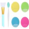 OBSCYON Set di 6, Spazzola Pulizia Viso in Silicone, Esfolianti Spazzole per le Labbra y Pennello per Maschera, per Skin Care